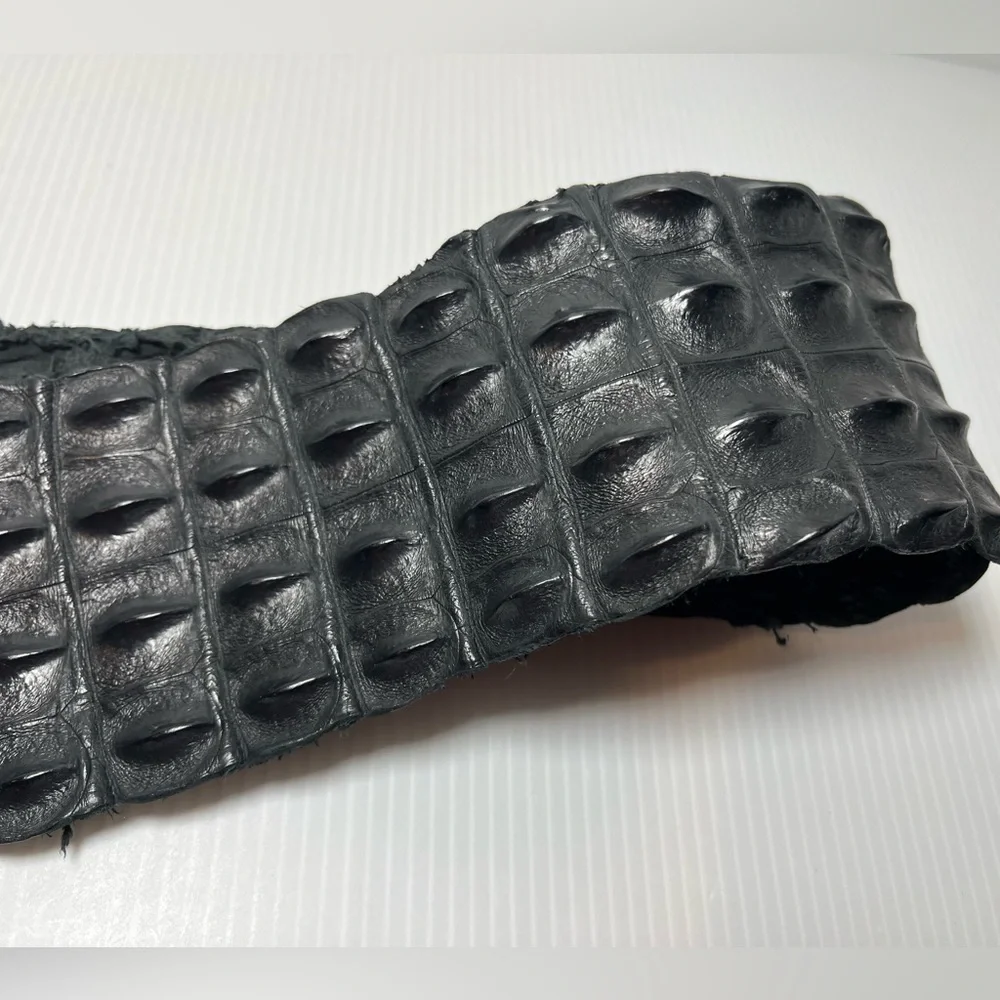 Genuine Alligator Leather Black Tanned Exotic Hornback Hide /Skin